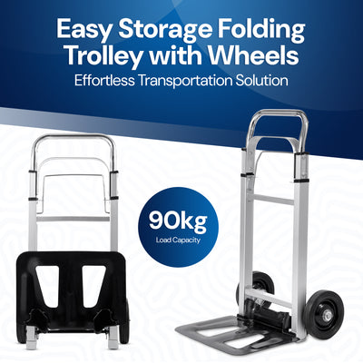 Heavy Duty Sack Truck Folding Trolley with Wheels 100kg Load Capacity