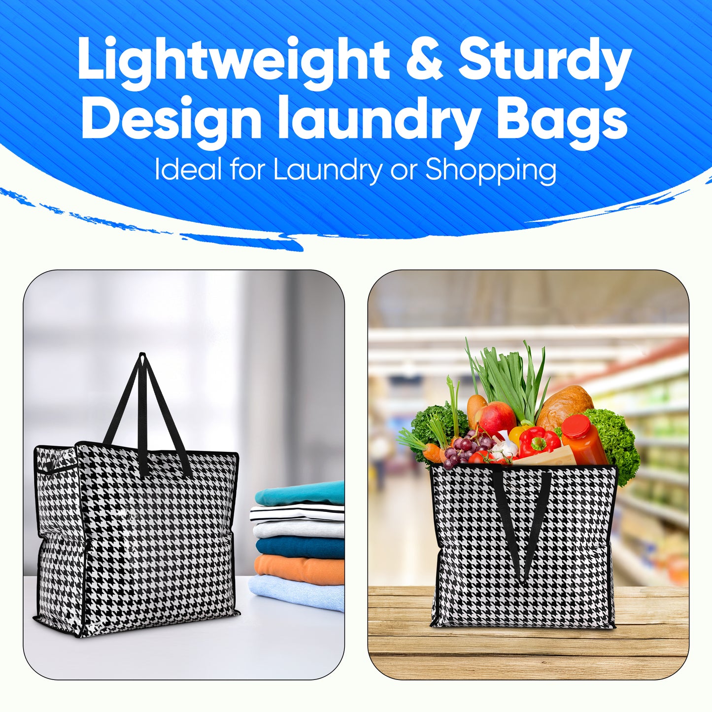 Reusable Jumbo Laundry Bags with Zips for Moving Storage Extra Large Durable Bag