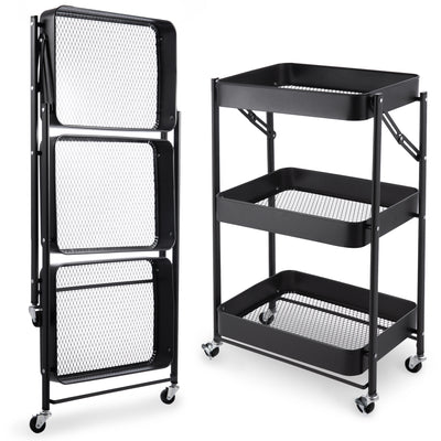 3 Tier Trolley on Wheels Kitchen Bathroom Storage Cart Rolling Trolley 3 Shelves