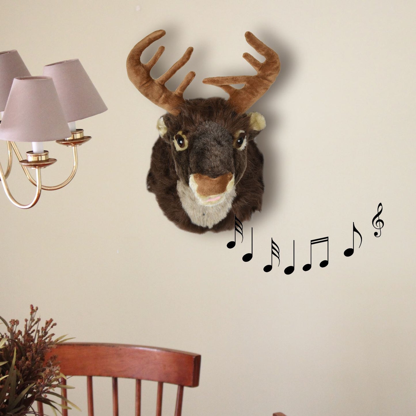 Musical Christmas Decoration Wall-Mounted Singing Reindeer Festive Wall Art