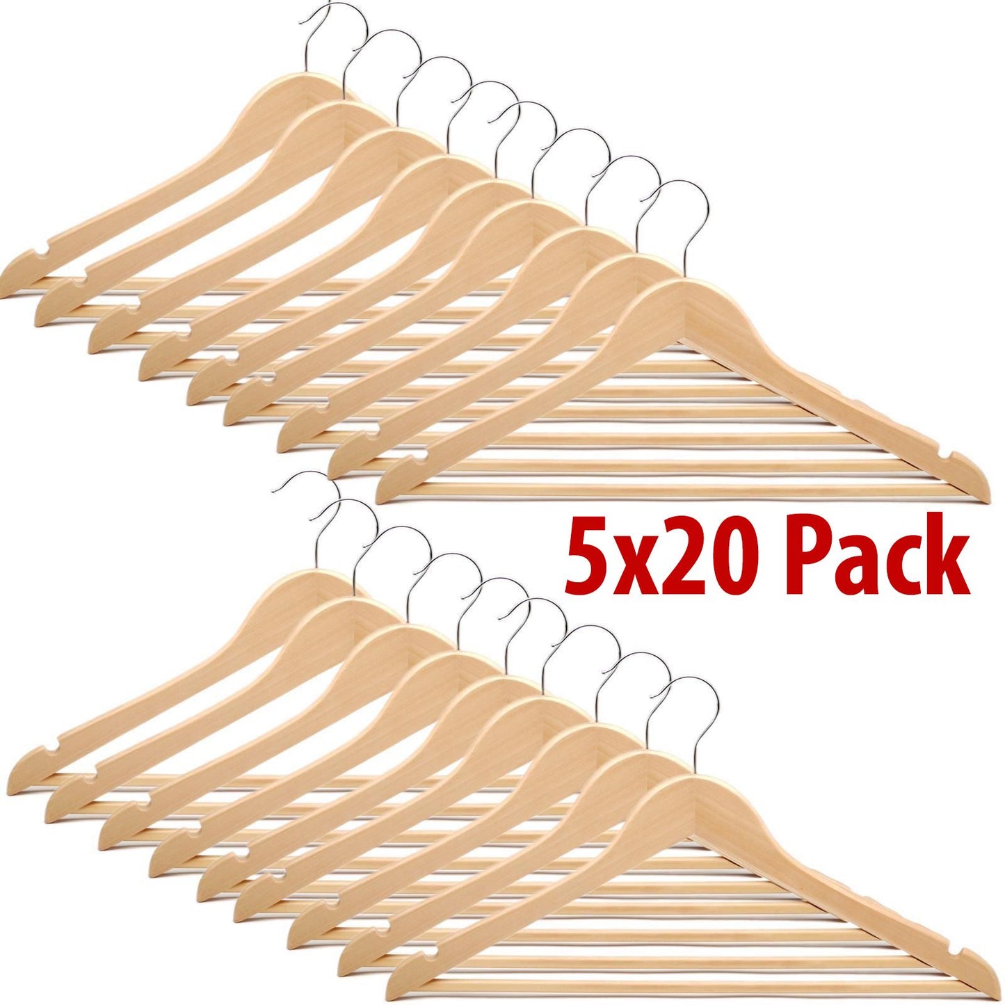 Natural Wood Clothes Hangers for Suits and Garments