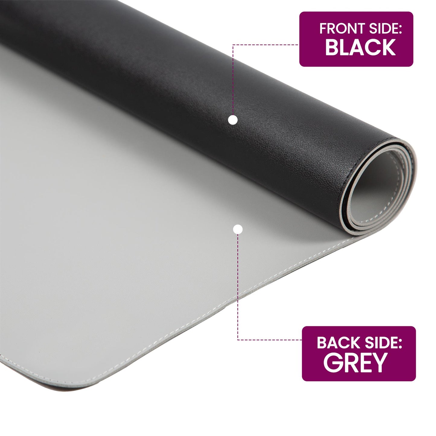 Large Double Sided PVC Desk Mat Black/Grey Workspace Protection