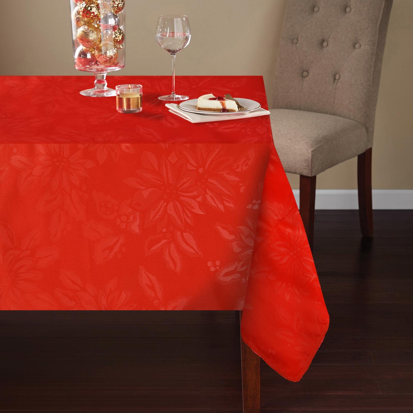 Add Festive Cheer With The Red Poinsettia Christmas Tablecloth