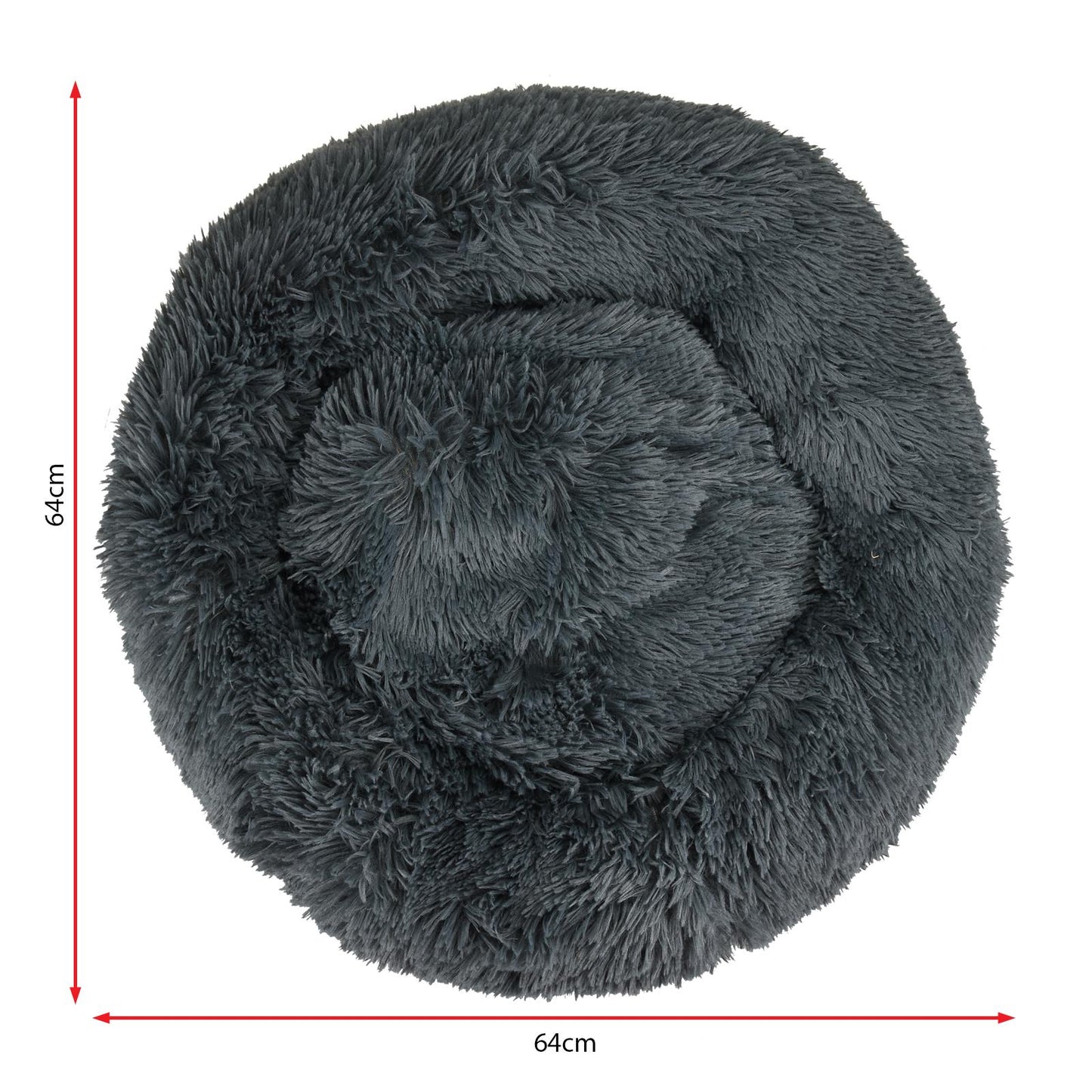 Round Faux Fur Large Pet Bed 64cm x 16cm