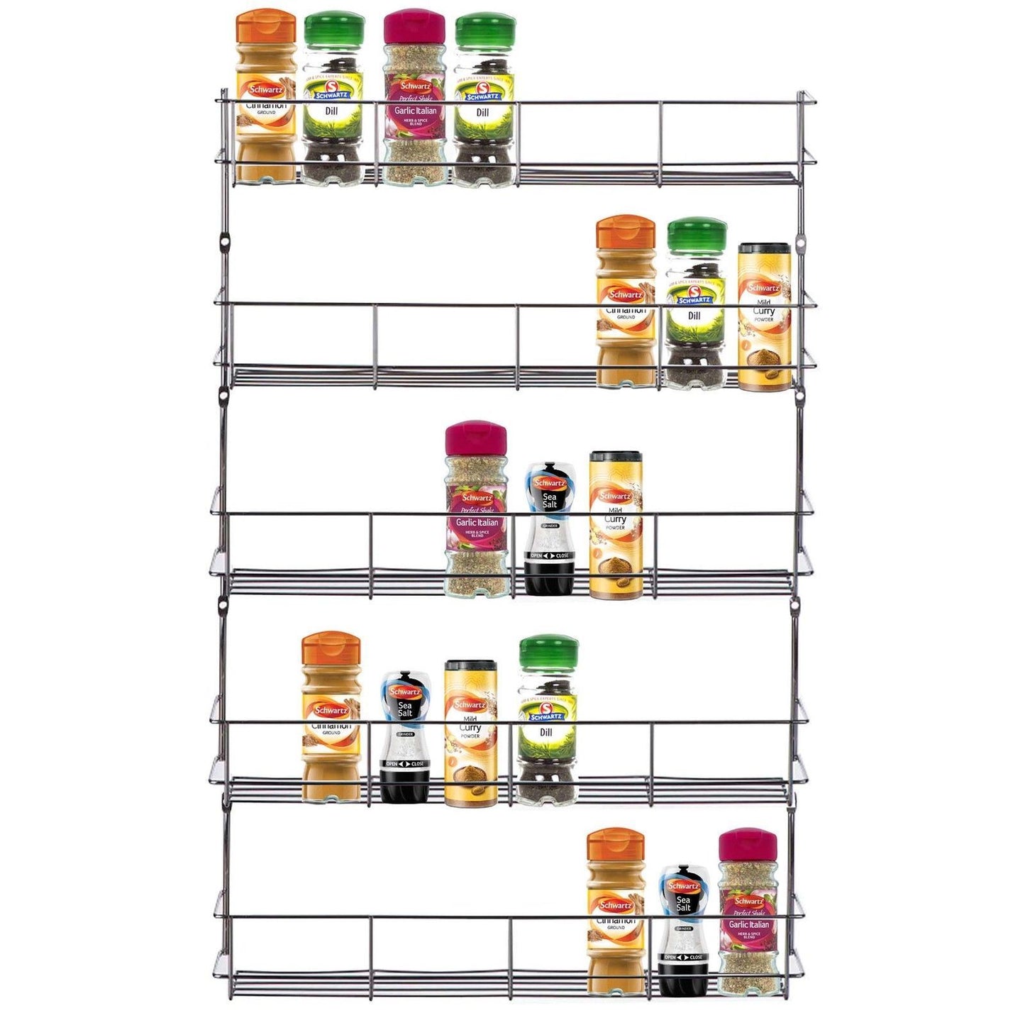 Wall-Mounted Spice Organizer Sleek Chrome Spice Rack