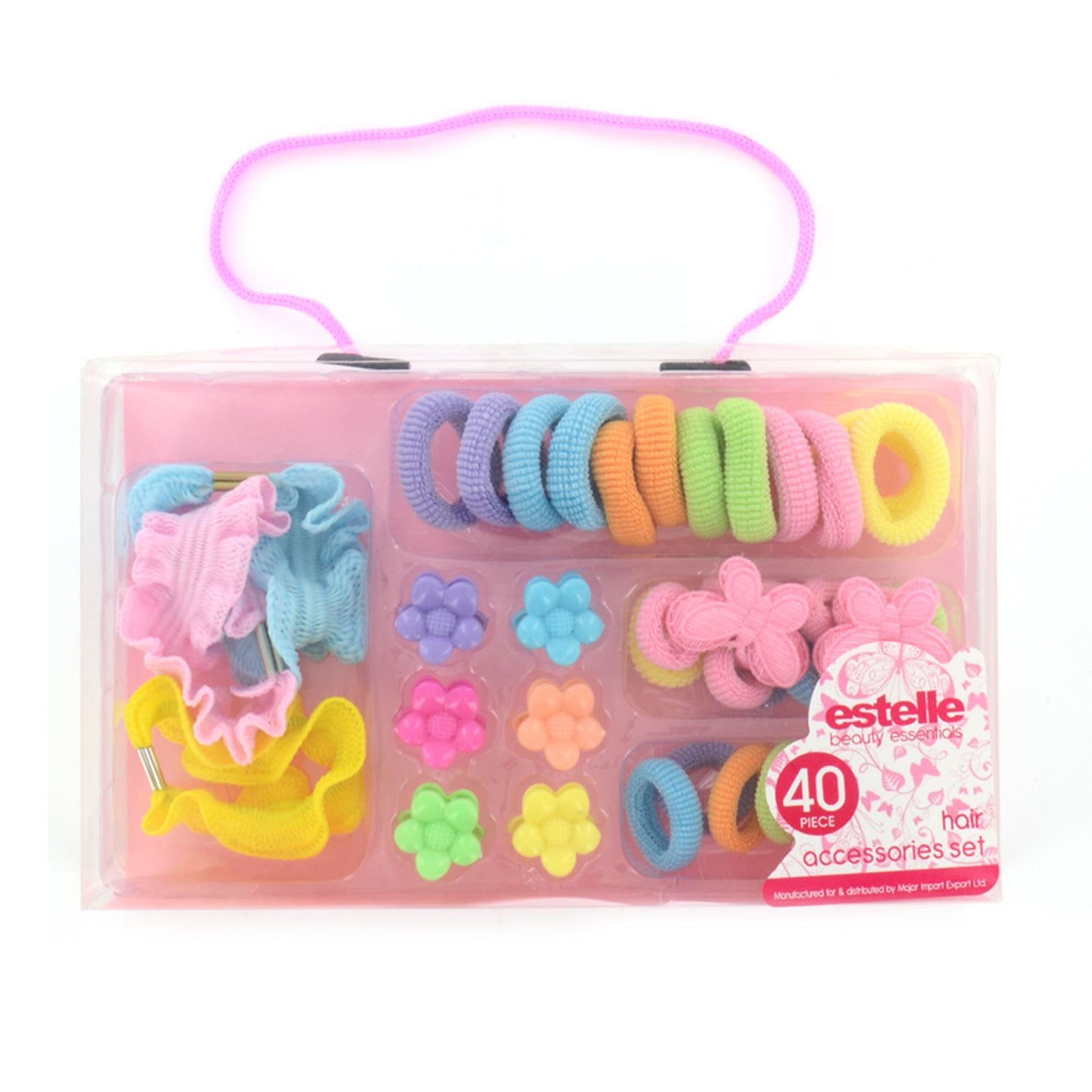 40-Piece Set of Hair Accessories for Girls with Bobbles, Clips, and Bows