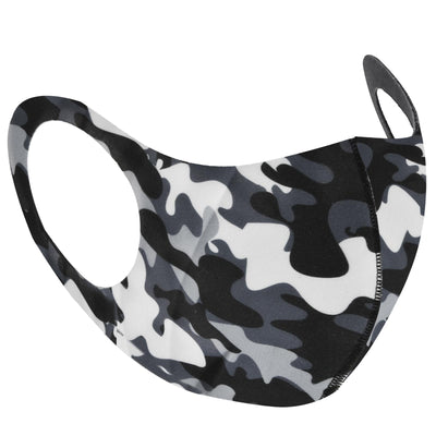 Grey Camouflage Reusable Face Mask With Filter Pocket And Adjustable Straps