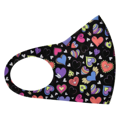 Multicoloured Heart Printed Face Mask
