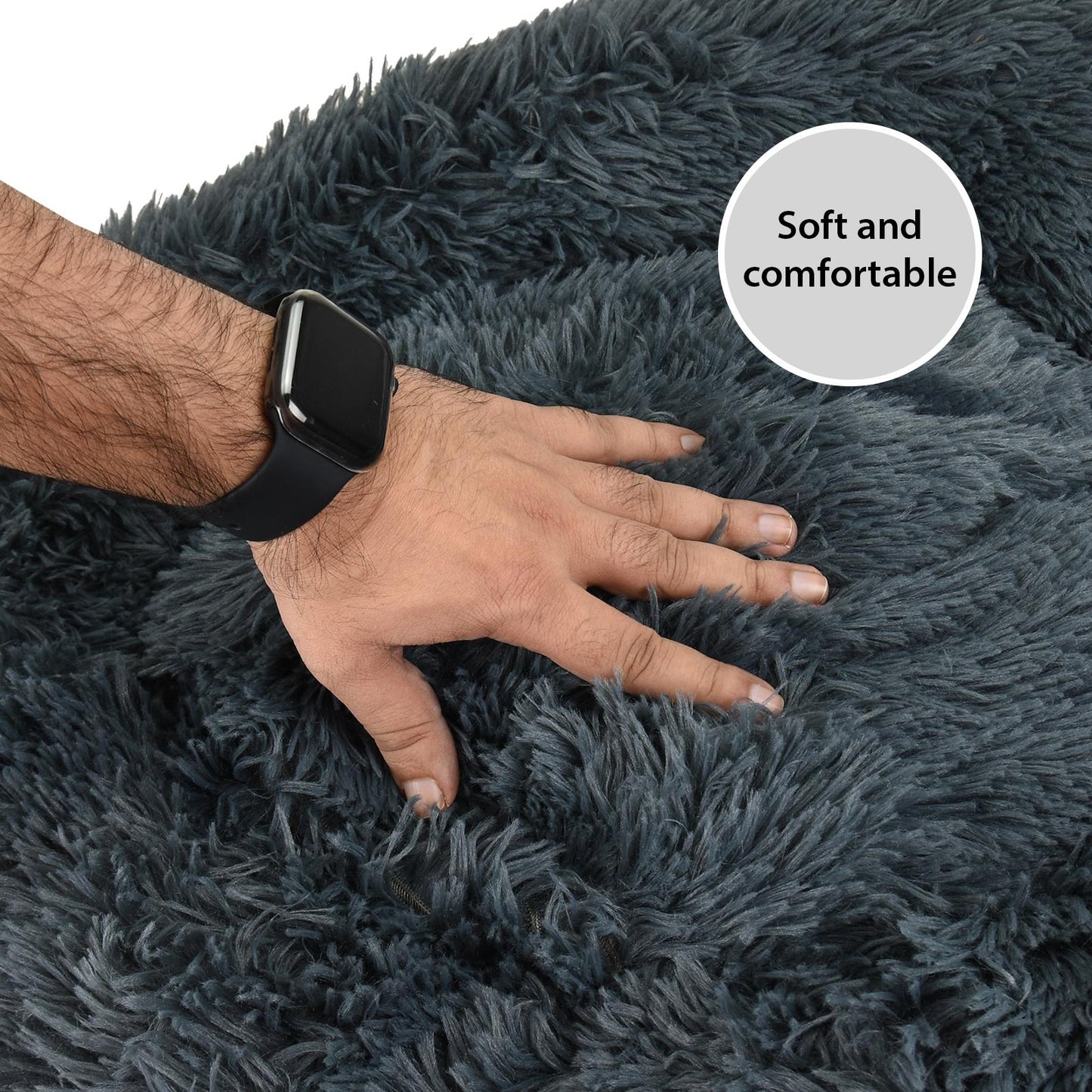 Round Faux Fur Large Pet Bed 64cm x 16cm