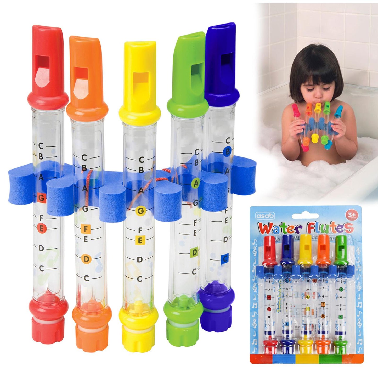 Fun And Colorful Bath Time Toys - Set Of 6 Water Flutes For Kids
