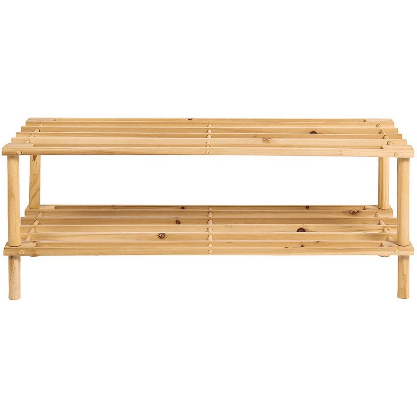 Stylish And Sturdy Natural Wood Shoe Storage Rack For Two Tiers