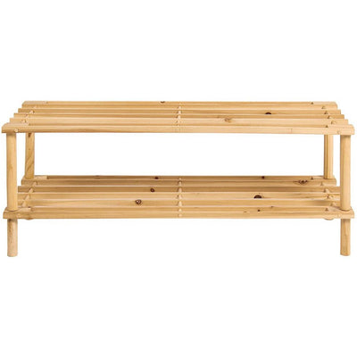 Stylish And Sturdy Natural Wood Shoe Storage Rack For Two Tiers