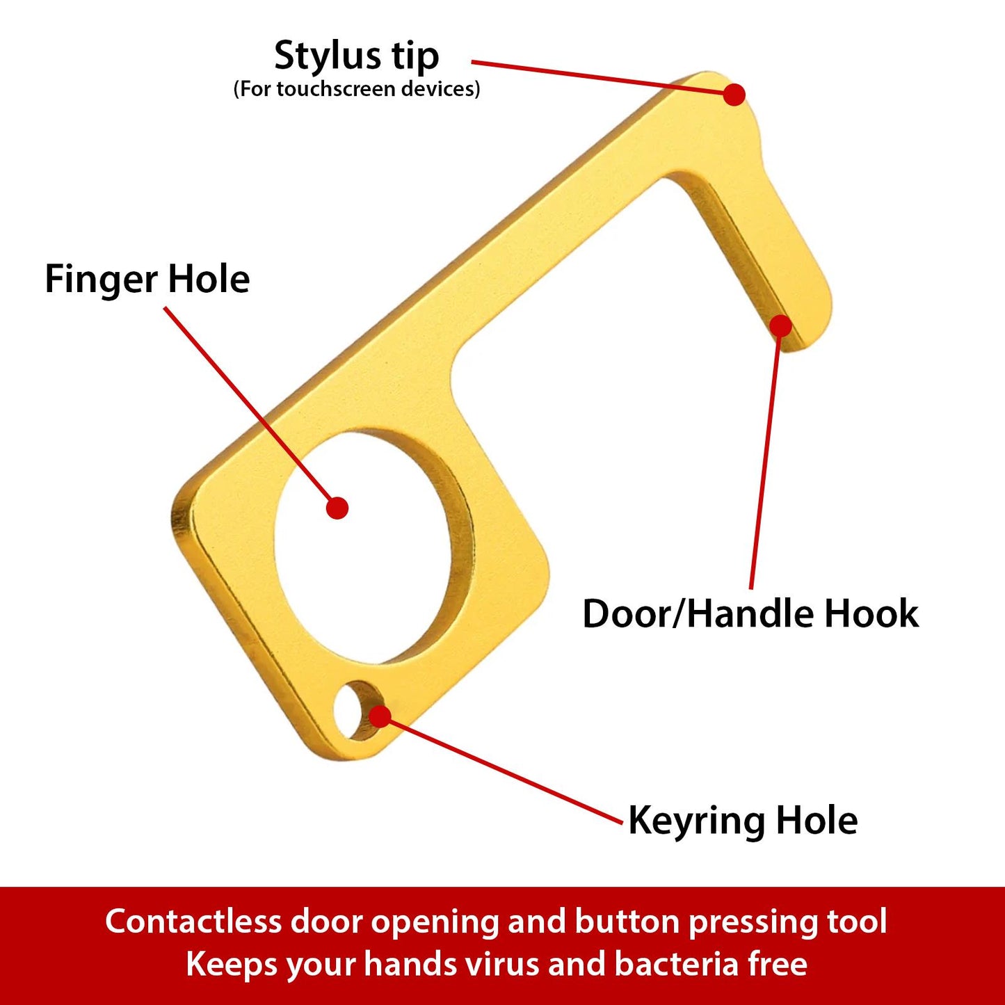 Brass Touch Free Door Opener With Copper Finish