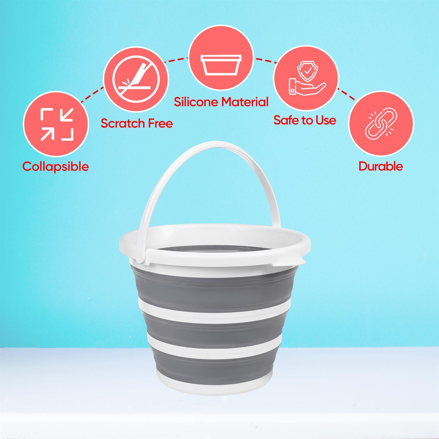 10-Liter Collapsible Silicone Kitchen Bucket For Dishwashing And Cleaning